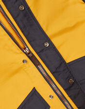 Contrast Hooded Parka Coat, Yellow (MUSTARD), large