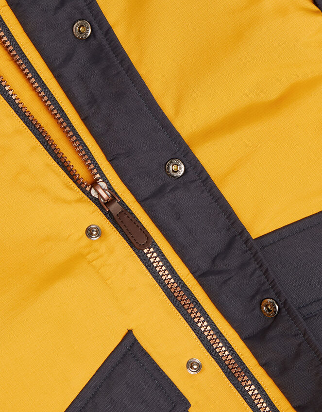 Contrast Hooded Parka Coat, Yellow (MUSTARD), large