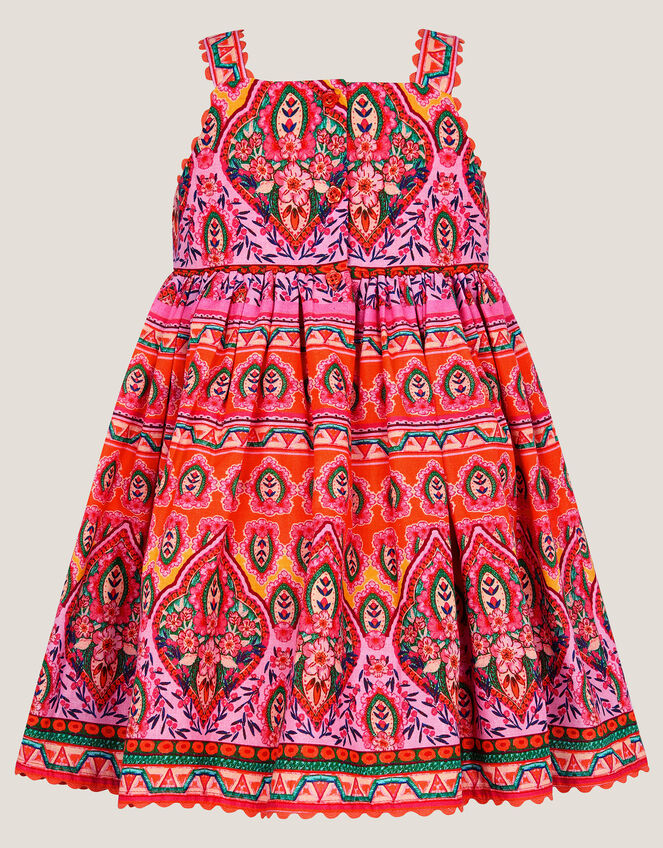 Baby Embroidered Floral Print Dress, Orange (ORANGE), large