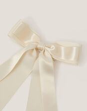 Ribbon Long Bow Hair Clip, Ivory (IVORY), large