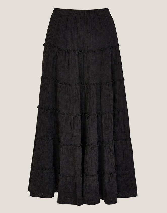 Ginny Tiered Maxi Skirt, Black (BLACK), large