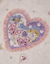 Sequin Heart Butterfly Long Sleeve Top, Ivory (IVORY), large