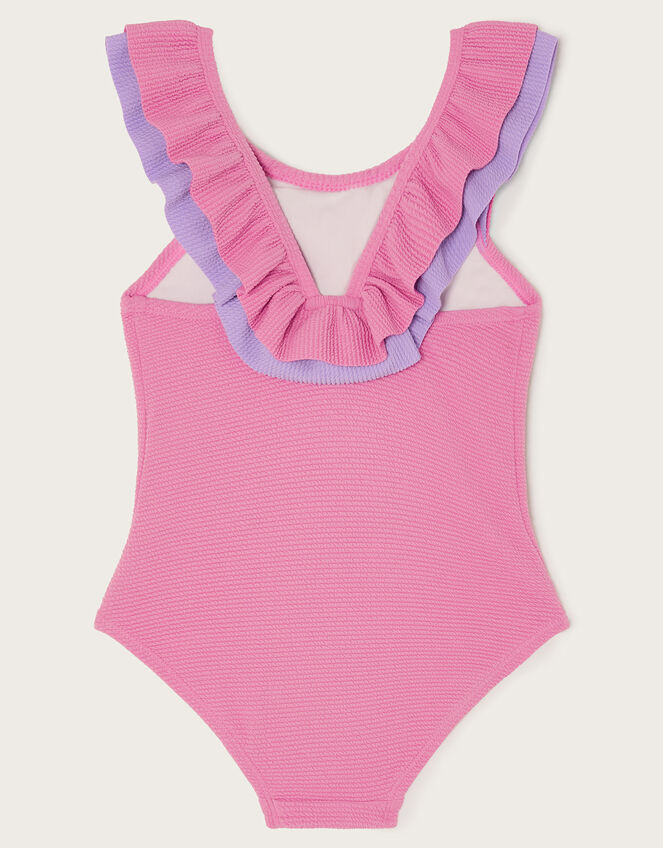 Frilly Seersucker Swimsuit, Pink (PINK), large