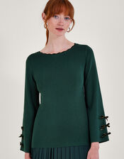 Blair Bow Jumper, Green (DARK GREEN), large
