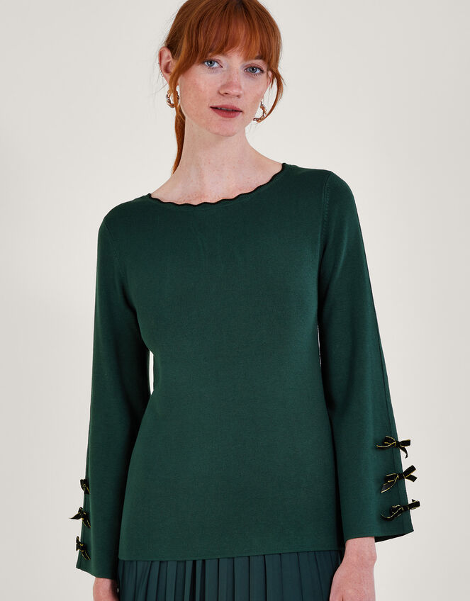 Blair Bow Jumper, Green (DARK GREEN), large