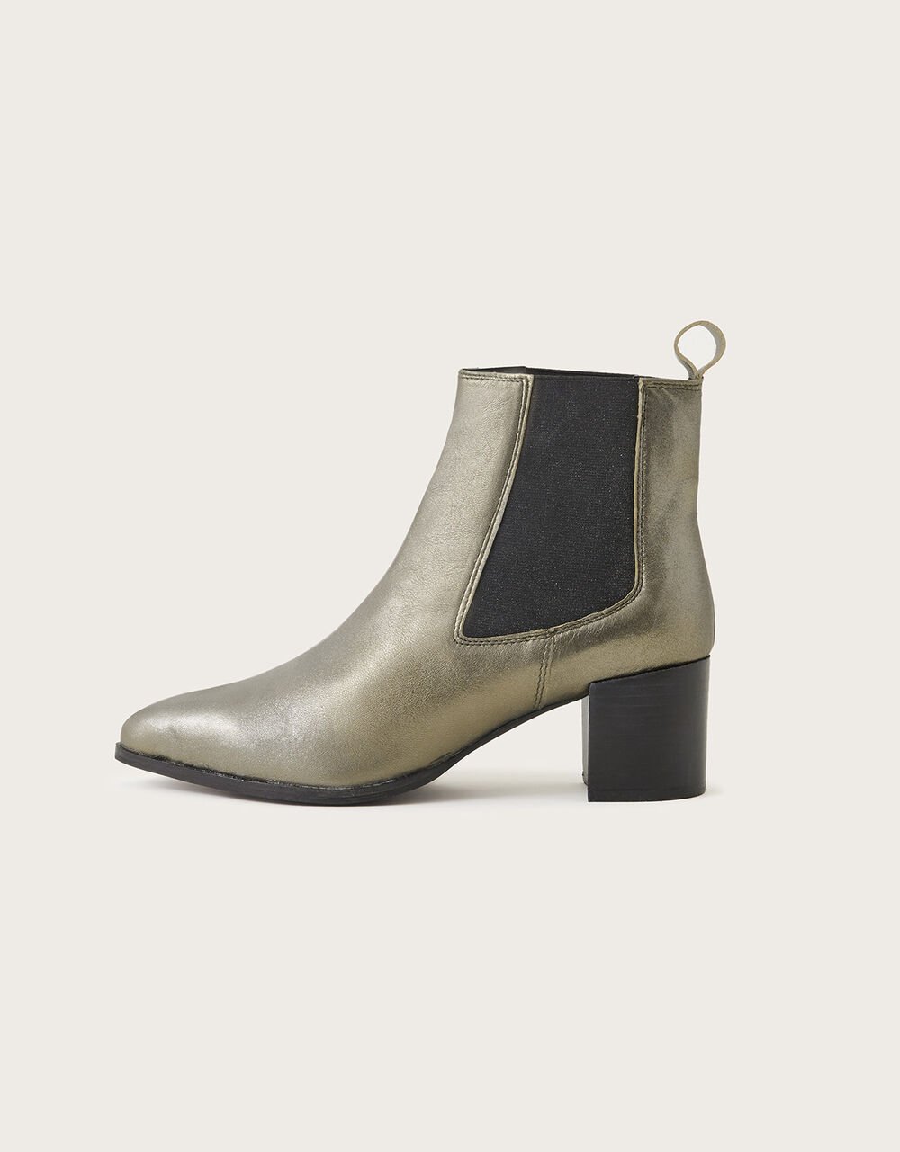 Metallic Leather Ankle Boots Pewter Women's Shoes Monsoon UK.