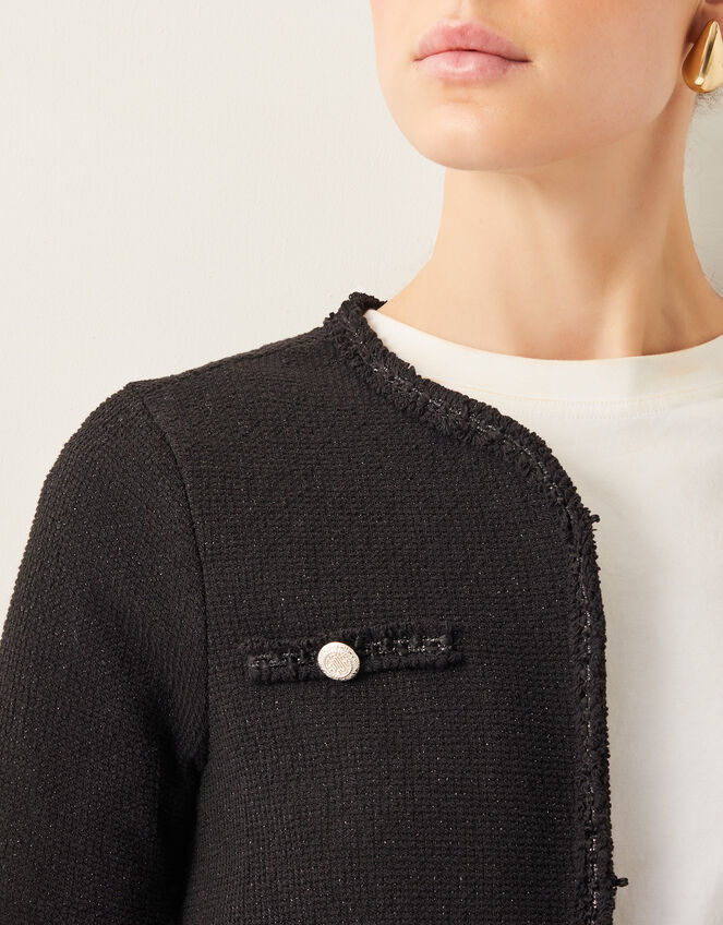 Tina Sparkle Trim Jersey Jacket, Black (BLACK), large