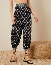 Rori Printed Hareem Trousers, Black (BLACK), large