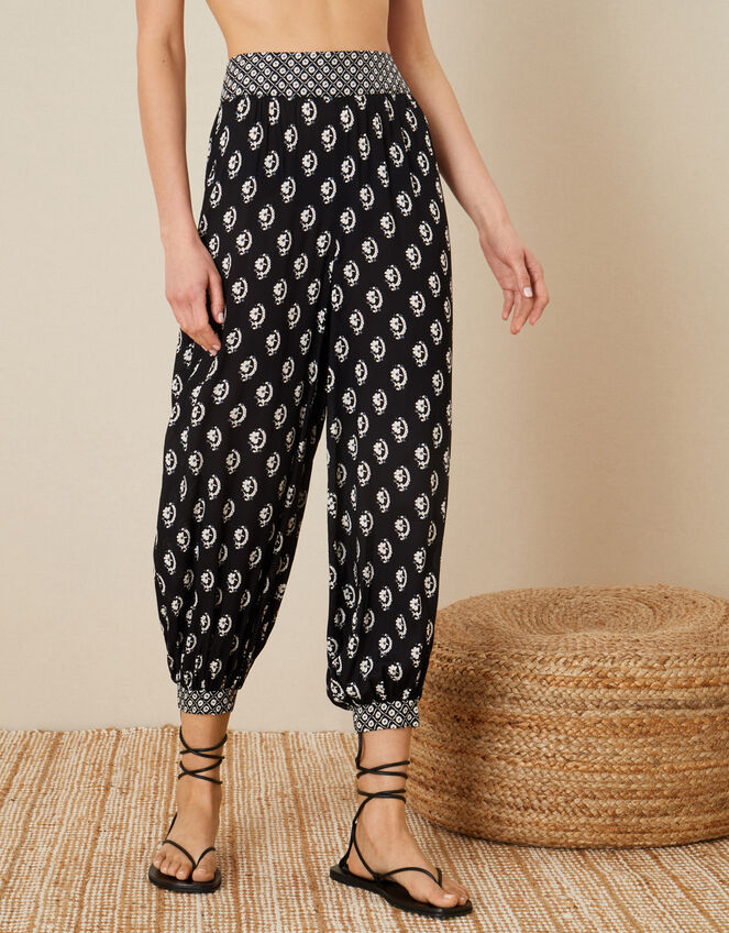 Rori Printed Hareem Trousers, Black (BLACK), large