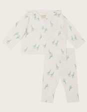 Newborn Giraffe Print Hooded Set, Ivory (IVORY), large