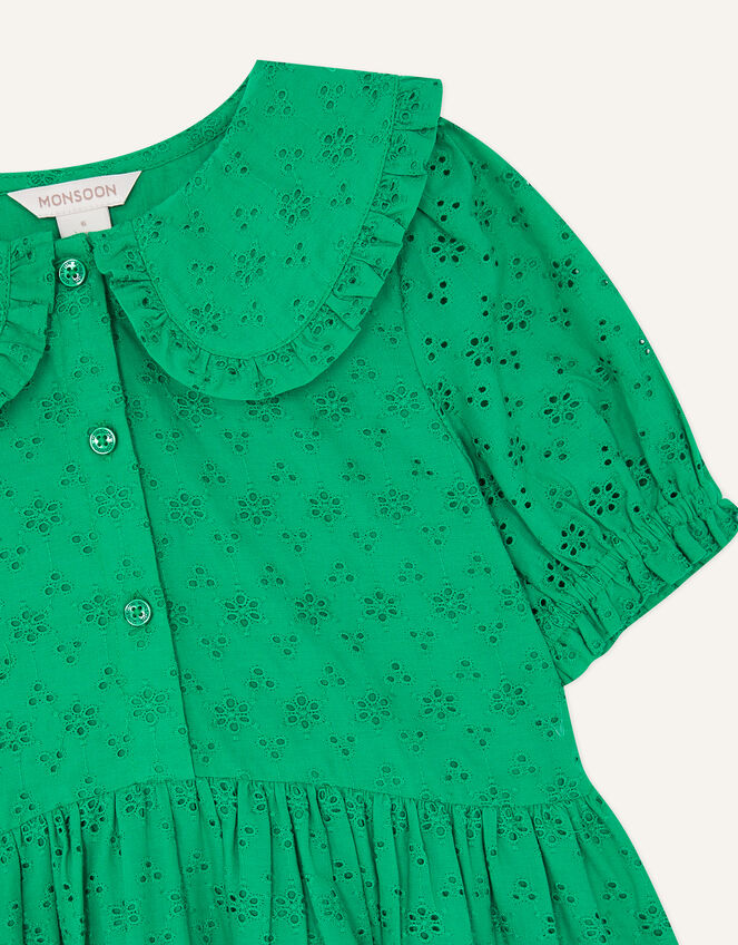 Broderie Dress With Collar, Green (GREEN), large