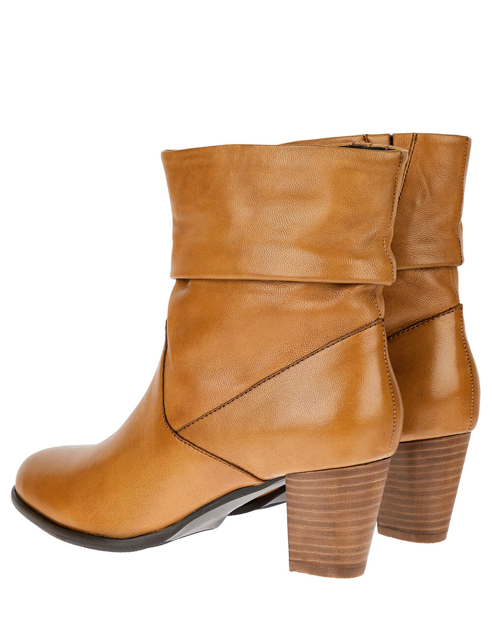 tan leather slouch ankle boots