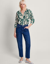 Geometric Print Shirt, Green (GREEN), large