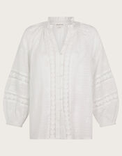 Tia Frill Blouse, White (WHITE), large