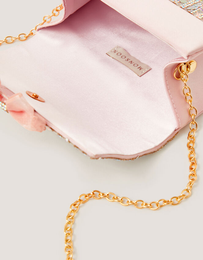 Rhinestone Embellished Bow Bag, , large