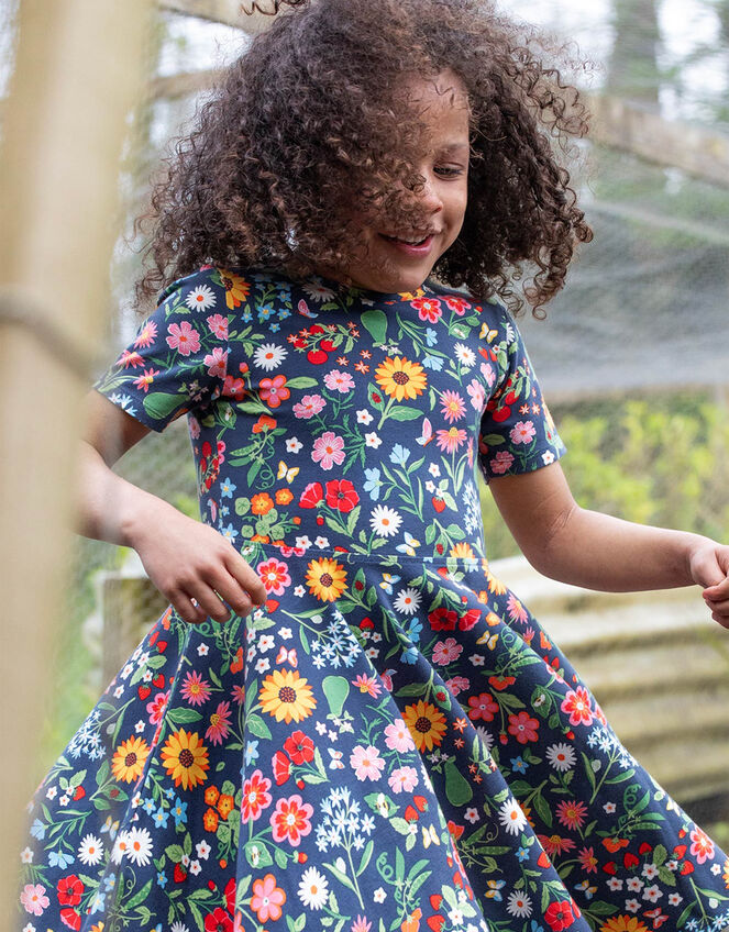 Frugi Sunshine Skater Dress, Blue (NAVY), large