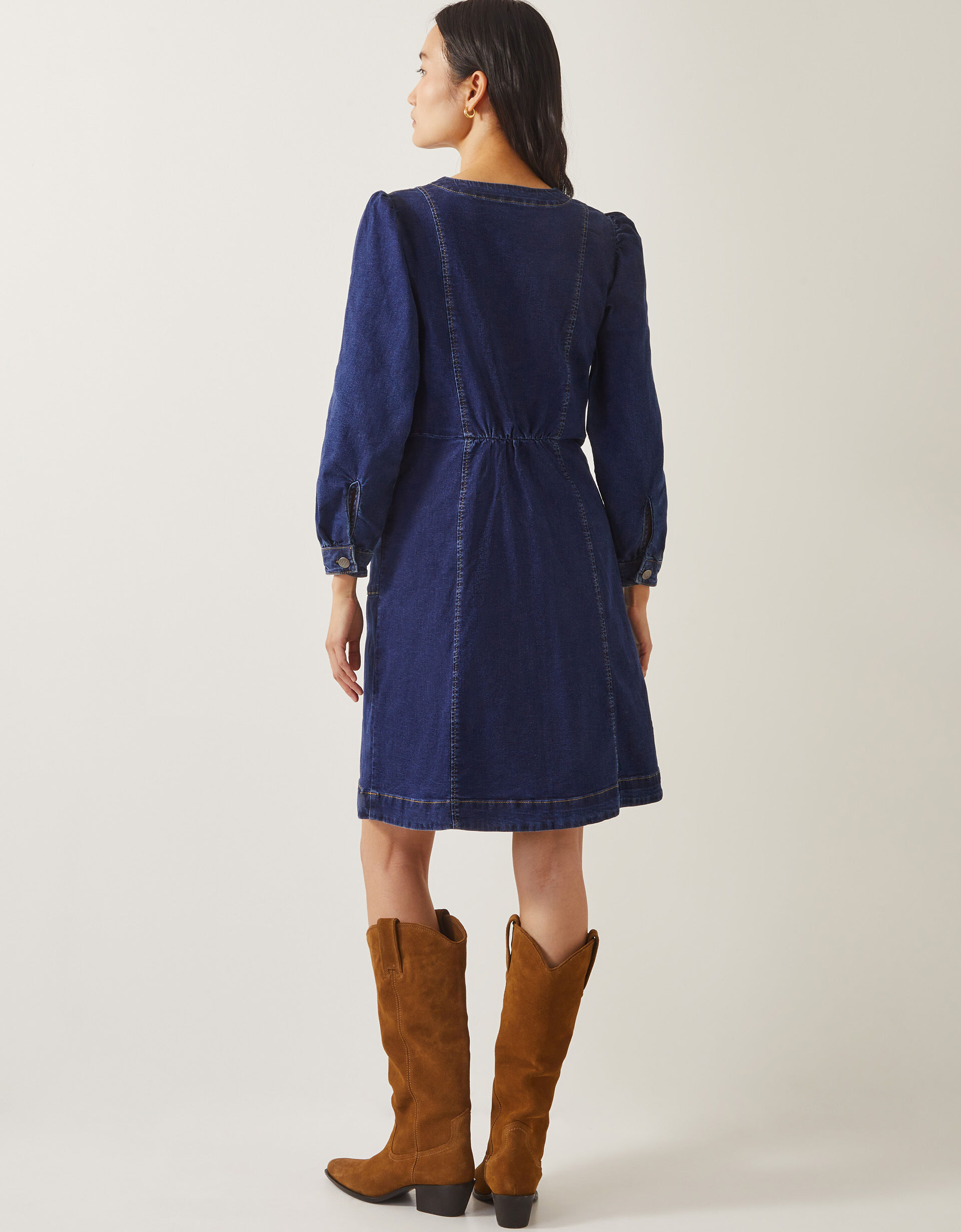 Katlyn Zip Denim Mini Dress Blue | Day Dresses | Monsoon UK.