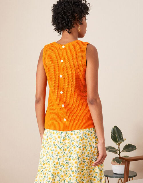 Knit Shell Sleeveless Jumper, Orange (ORANGE), large
