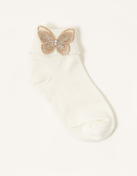 3D Butterfly Socks Ivory, Ivory (IVORY), large