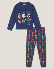 Nutcracker Jersey Long Pyjama Set, Blue (BLUE), large