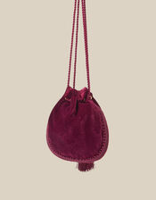 Hope Tassel Velvet Pouch Bag, Red (BURGUNDY), large