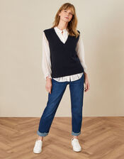 V-Neck Plain Tabard, Blue (NAVY), large