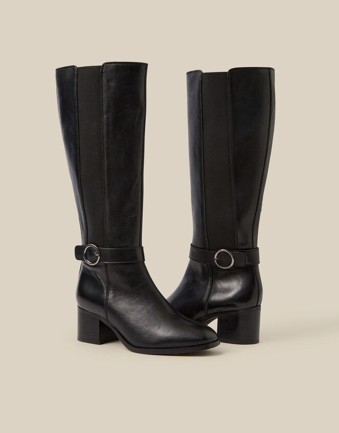 Tori Leather Knee High Boots, Black (BLACK), large