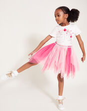 Sequin Unicorn Short Sleeve Disco Dress, Pink (PINK), large
