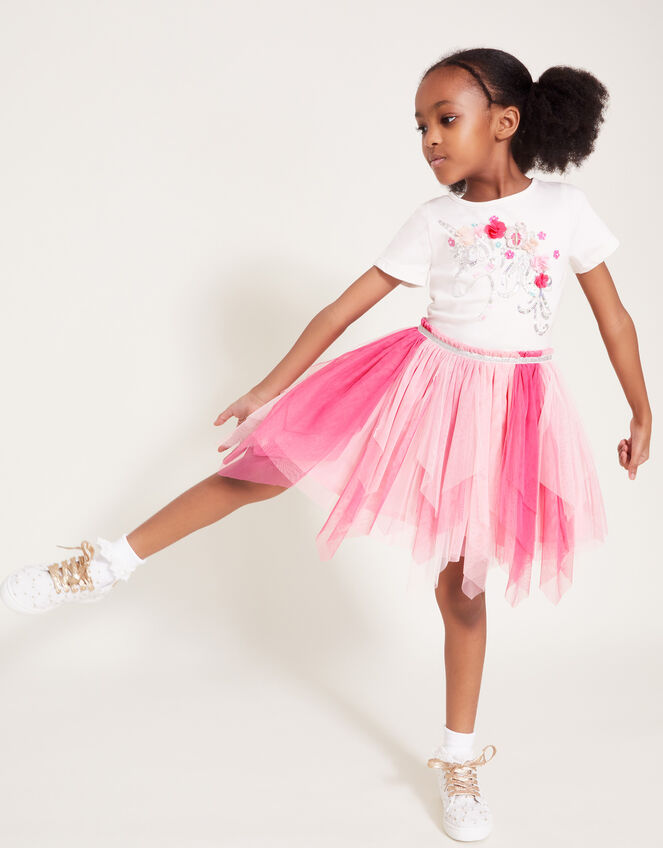 Sequin Unicorn Short Sleeve Disco Dress, Pink (PINK), large