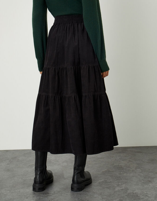 Tia Tiered Cord Skirt, Black (BLACK), large