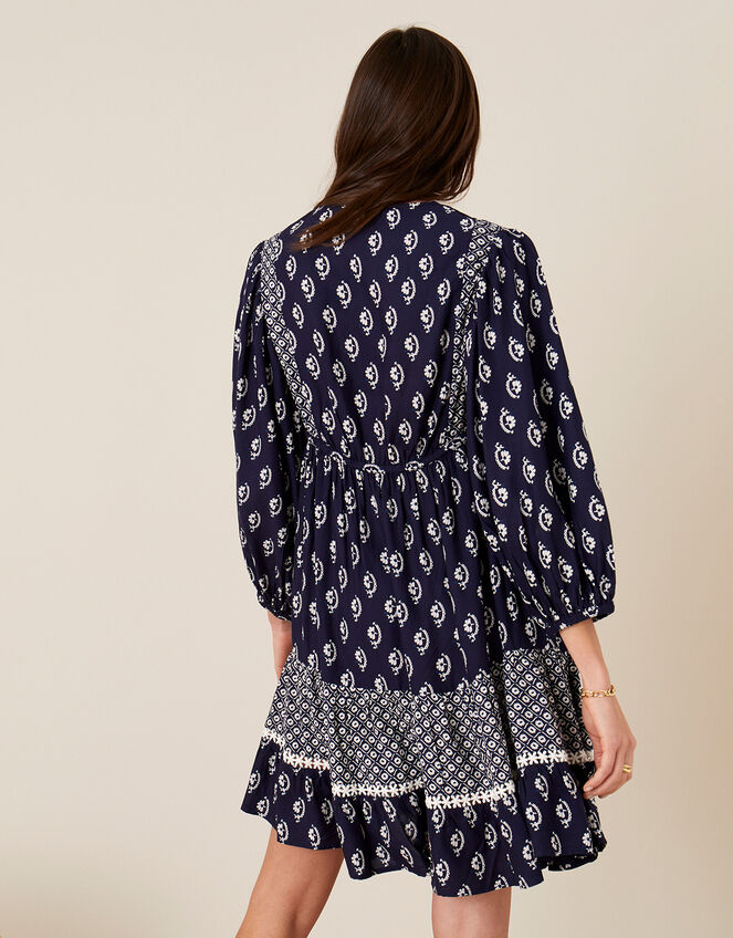 Daisy Print Dress in LENZING™ ECOVERO™, Blue (NAVY), large