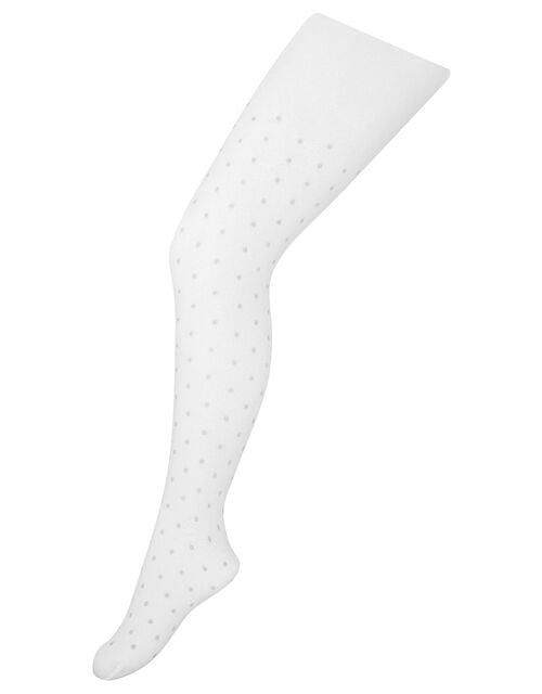 Glitter Spot Tights White Girls Tights & Socks Monsoon UK.