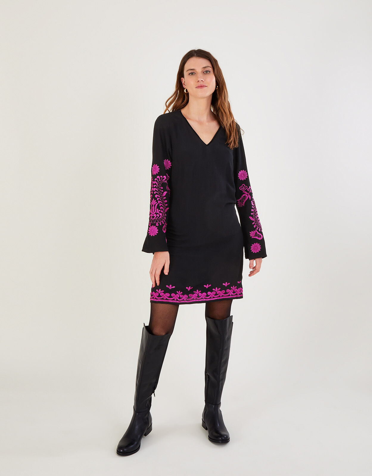 Long black tunic sales dress