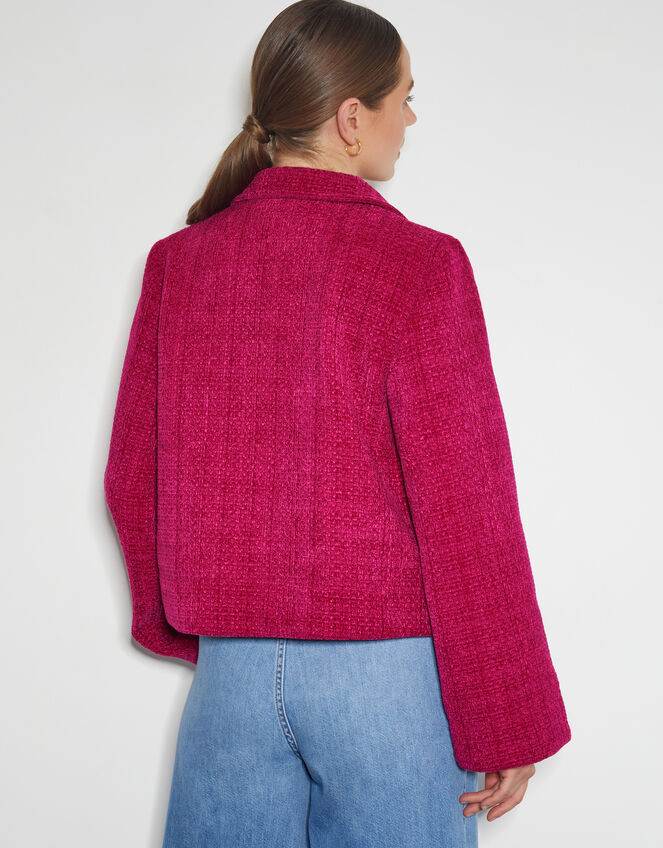 Teagan Tweed Crop Jacket, Pink (PINK), large