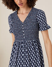 Geo Print Smock Dress, Blue (NAVY), large