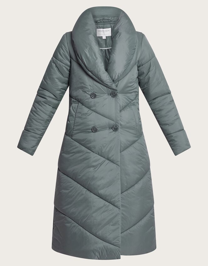 Clara Longline Padded Maxi Coat in Recycled Polyester Grey 