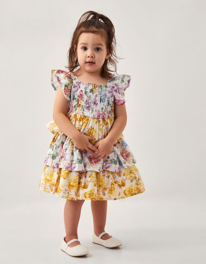 Babyhug 100% Cotton Woven  Sleeveless Ethnic Dress Floral Print- Yellow main image 0