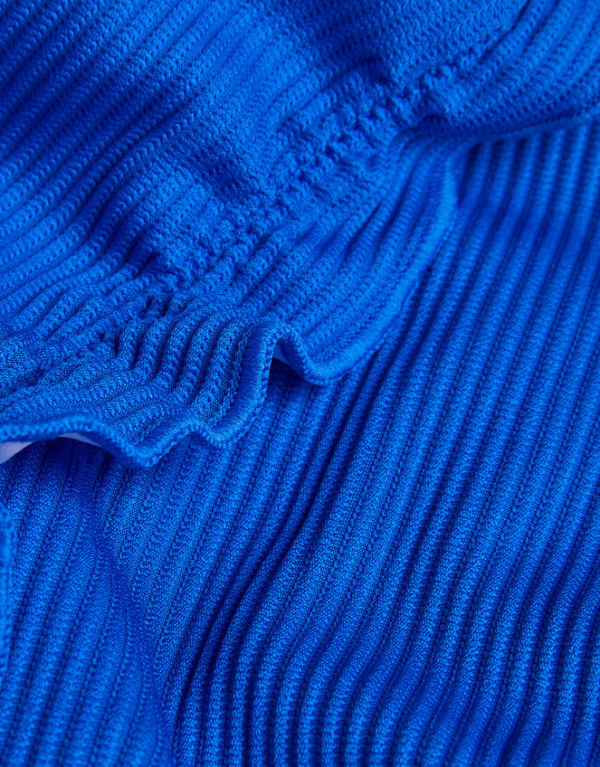 Ribbed Scallop Trim Bikini Set, Blue (BLUE), large