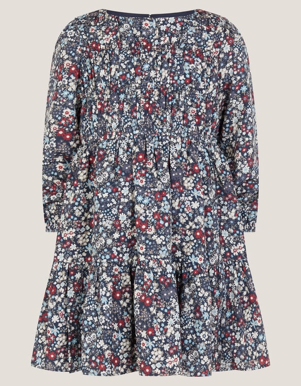 Ditsy Floral Long Sleeve Dress, Blue (NAVY), large