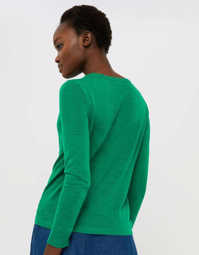 Loretta Button Cardigan in Linen Blend, Green (GREEN), large