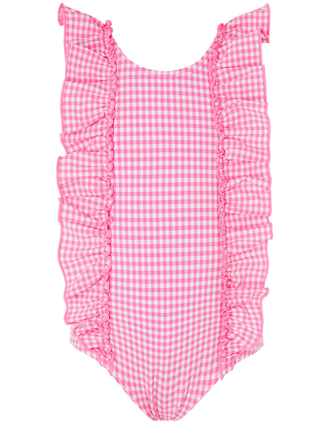 Baby Geri Gingham Ruffle Swimsuit, Pink (PINK), large