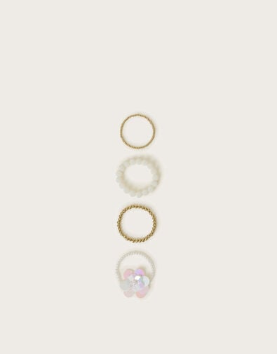 4-Pack Sequin Flower Bead Bracelets, , large