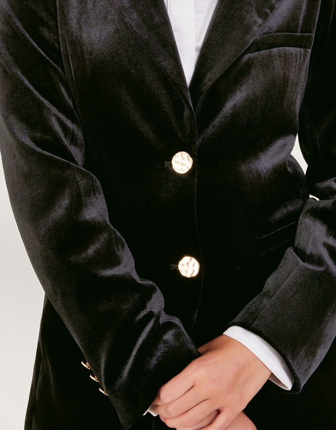 Verity Velvet Single Breasted Jacket, Black (BLACK), large