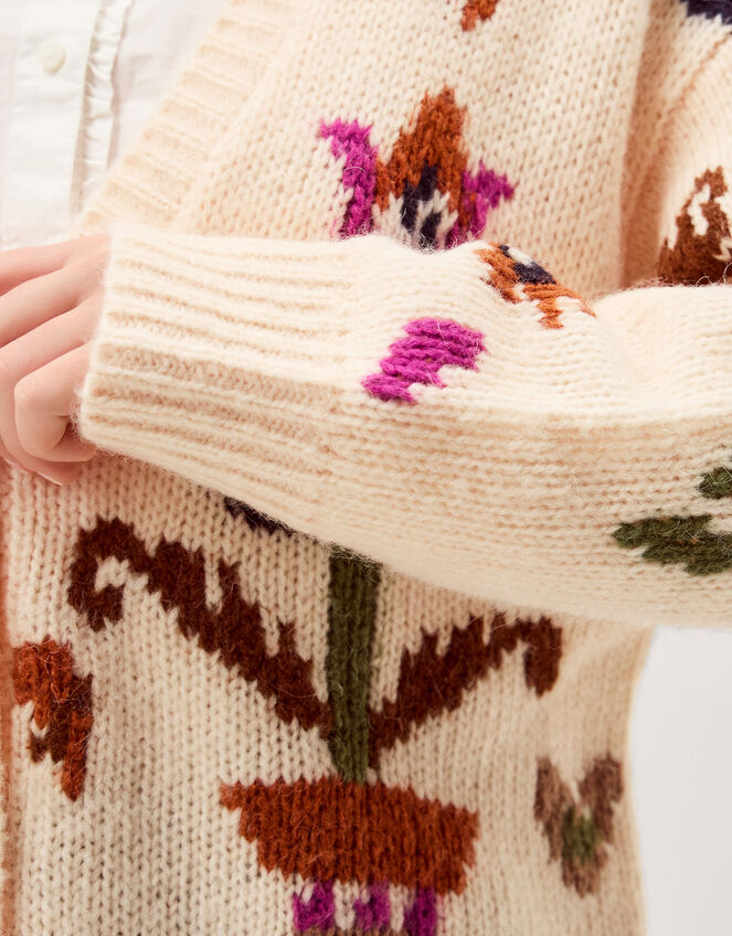 Hera Floral Handknit Cardigan, , large