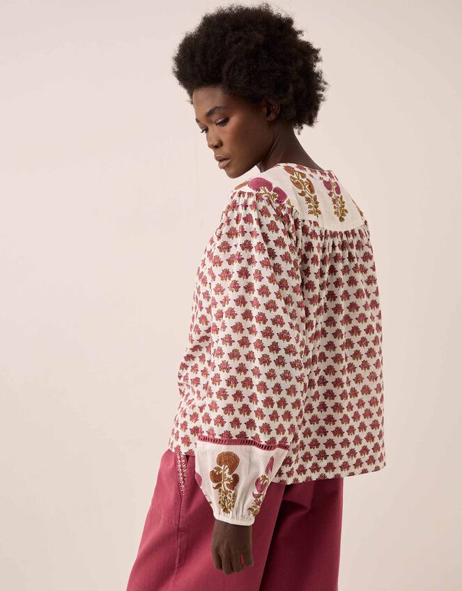 East Karmen Woodblock Print Blouse, Pink (PINK), large