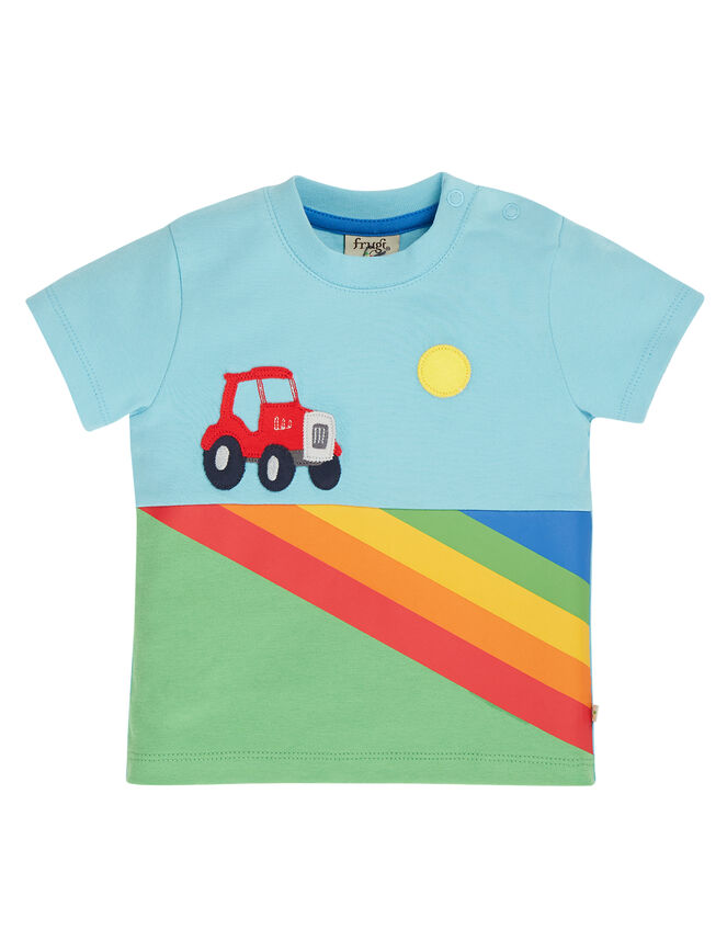 Frugi Penryn Panel T-Shirt, Yellow (MUSTARD), large