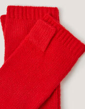 Yvie Knitted Wrist Warmers, Red (RED), large