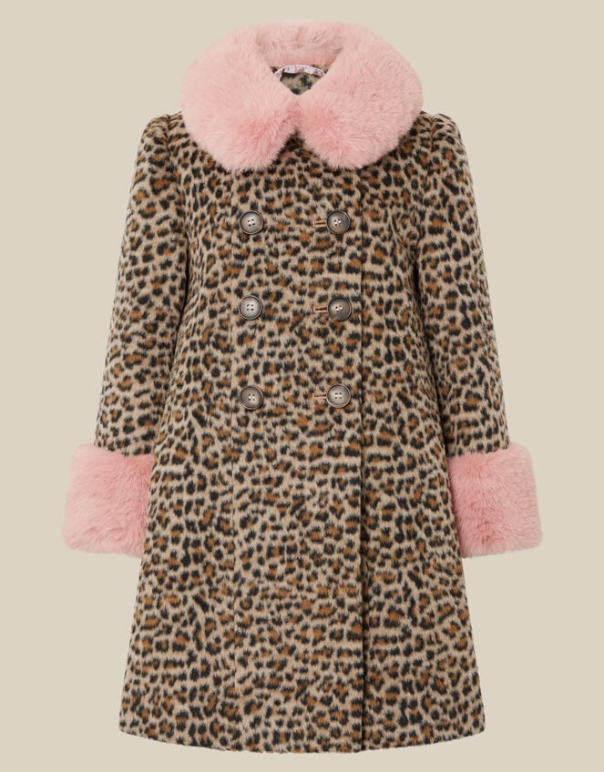 Monsoon x Queens of Archive Connie Faux Fur Leopard Print Coat​, Multi (MULTI), large