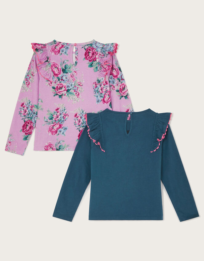 2-Pack Be You Floral T-Shirts, Blue (BLUE), large