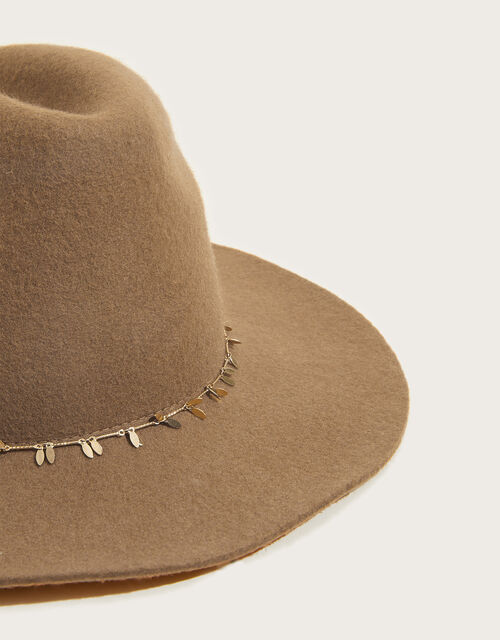 Leaf Chain Trim Fedora Hat, , large
